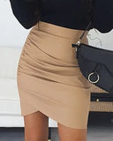 Fashion Solid Color Khaki Skirt