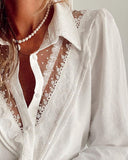 Long Sleeve Sexy White Lace Shirt
