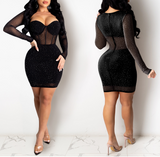 Sexy Women'S Long-Sleeved Zipper Dress