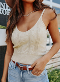 Solid Color Knitting Slim Sling Vest Tops