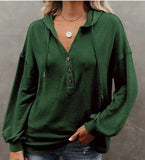 Women'S Casual Loose Solid Color Long Sleeve Hoodie Sweater
