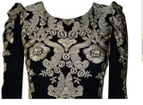 Fashion Metallic embroidery Puff Sleeve Dress