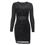 Sexy Round Neck Long Sleeve Dress