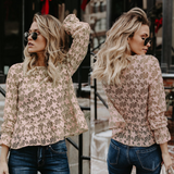 Sexy Round Neck Long Sleeve Printed Shirt