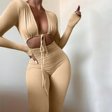 Tight Sexy Solid Color Long Sleeves Slim Jumpsuit