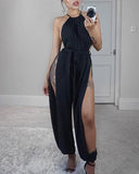 Solid Color Sexy Sleeveless Jumpsuit