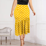 High Waist Polka Dot Ruffle Women'S Package Hip Skirt