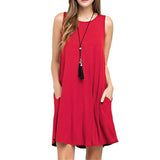 Women'S Solid Color Round Neck Vest Sleeveless Dress