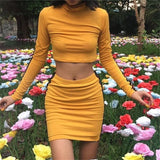 Slim Sexy Fashion Women'S Round Neck Long-Sleeved Two-Piece Dress