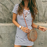 Women's Stripe Short Sleeve Dress