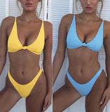 Fashion Solid Color Split Swimsuit Bikini