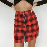 Sweet Zipper Plaid Skirts