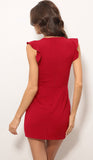 Red Women's Sexy V-neck Sleeveless Slim Dress