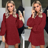 Women's Solid Color Sexy Long Sleeve Dress