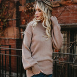 Solid Color Long Sleeve Bow Knit Sweater