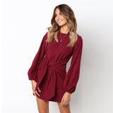Round Neck Sexy Package Hip Long-Sleeved Dress