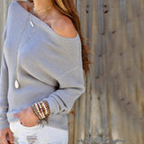 Solid Color Sexy Long Sleeve Sweater