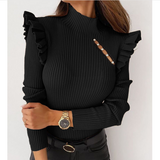 Solid Color Long Sleeve Bead Sweater