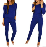 Long Sleeve Casual Off-The-Shoulder Jumpsuit