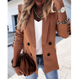 Design Long-Sleeved Double-Breasted Button Coat
