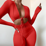 Tight Sexy Solid Color Long Sleeves Slim Jumpsuit