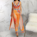 V-Neck Women'S Printed Jumpsuit