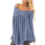 Long-Sleeved Solid Color Women'S Sling Knit Sweater