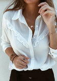 White Casual Sexy Long Sleeve Shirt