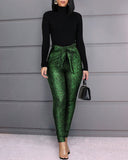 Solid Color Fashion Sexy Green Pants