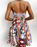 Sexy Printed Sling Design High Waist Dress