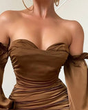 Design Off-The-Shoulder Long Sleeve Dress