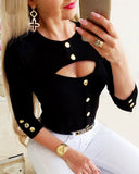 Solid Color Long Sleeve Sexy Shirt Tops