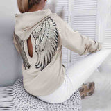 Women'S Fashion Apricot Sequin Wing Pattern Casual Sweater