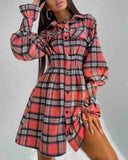 Long Sleeve Women's Plaid Dress