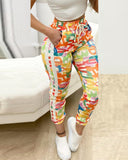 Casual Letter Print Trousers