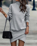 Sweet Grey Casual Long Sleeve Dress