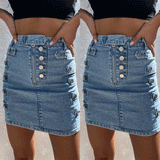 Casual Package Hip Solid Color Denim Skirt