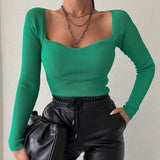 Slim Solid Color Fashion Long Sleeve T-Shirt Top