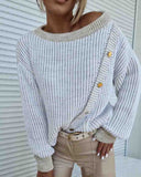 Casual Long Sleeve Splicing Stripe Knitted Sweater