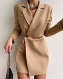 Women'S Solid Color Sexy Long Sleeve Dress