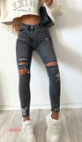 Sexy High Waist Hole Elasticity Denim Pants