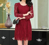 Fashion Long-Sleeved Embroidered Lace Dress