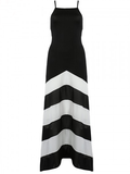 Sexy Round Neck Striped Sleeveless Dress