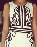 Women round neck sleeveless printed dress