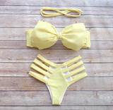 Fashion yellow bow bikini