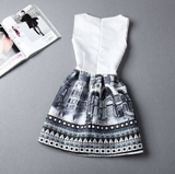 Retro Jacquard Printed Sleeveless Vest Princess Dress