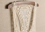 Sweet sling net yarn stitching lace vest shirt