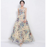 Print Pattern Chiffon Long Maxi Dress Beach Dress