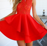 Slim Stitching Lace Sleeveless Dress
