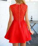 Slim Stitching Lace Sleeveless Dress